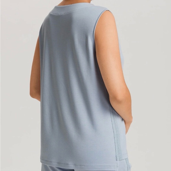 Hanro Pale Blue Knit V-Neck Sleeveless Top - Picture 2 of 13